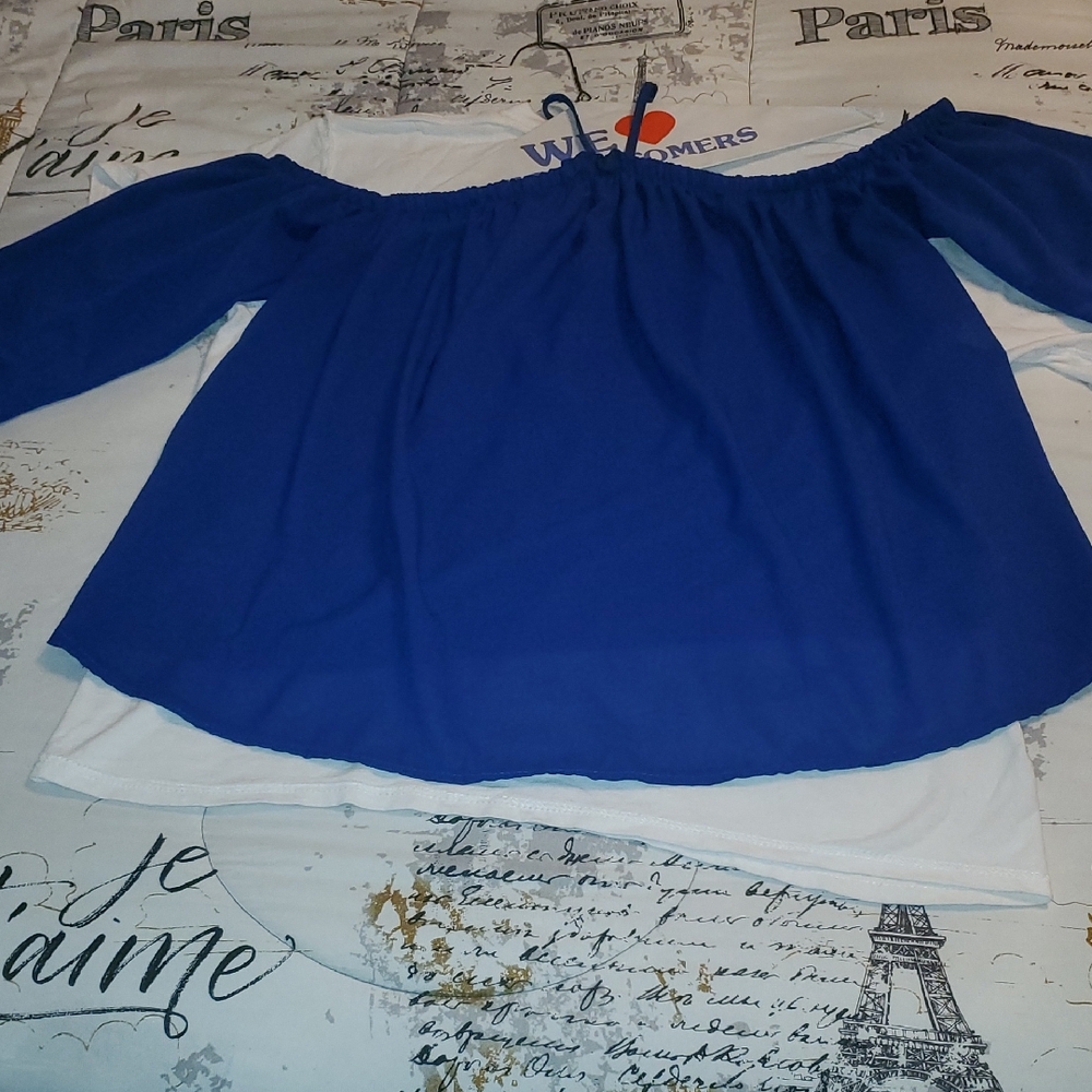 Blue Off-Shoulder Women’s Top - Unbranded